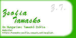 zsofia tamasko business card